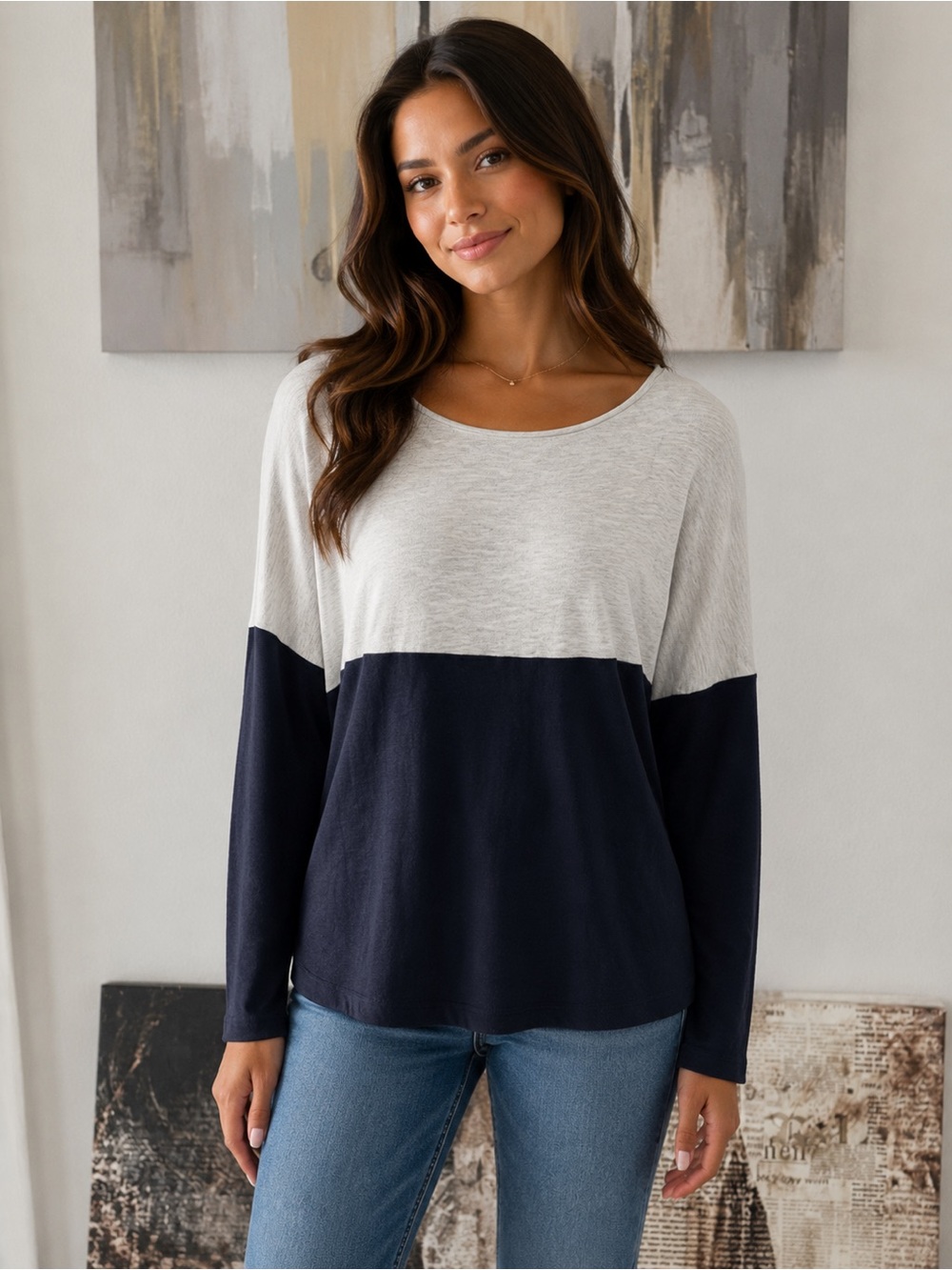 Vince long sleeve colorblock top size large